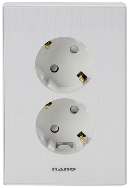 나노전기 아트2 2구 매입 SIMPLE 콘센트 접지 화이트, 1개
