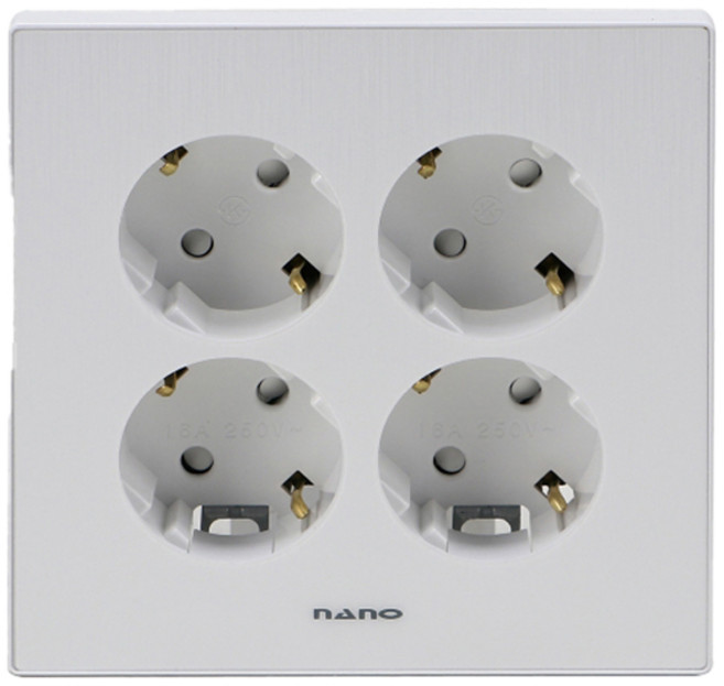 나노전기 아트2 4구 매입 콘센트 접지 화이트, 1개