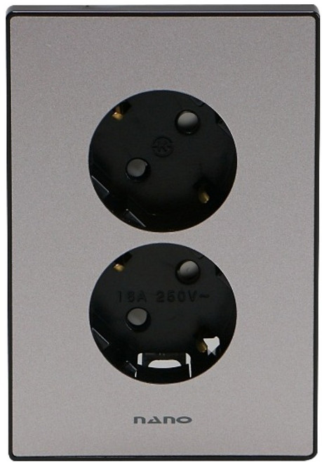 나노전기 아트2 2구 매입 SIMPLE 콘센트 접지 펄그레이, 1개