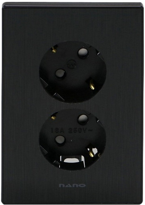 나노전기 아트2 2구 매입 콘센트 접지 올블랙 SIMPLE, 1개