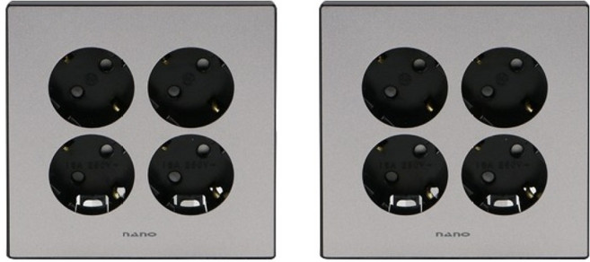 나노전기 아트2 4구 매입 콘센트 접지 펄그레이, 2개