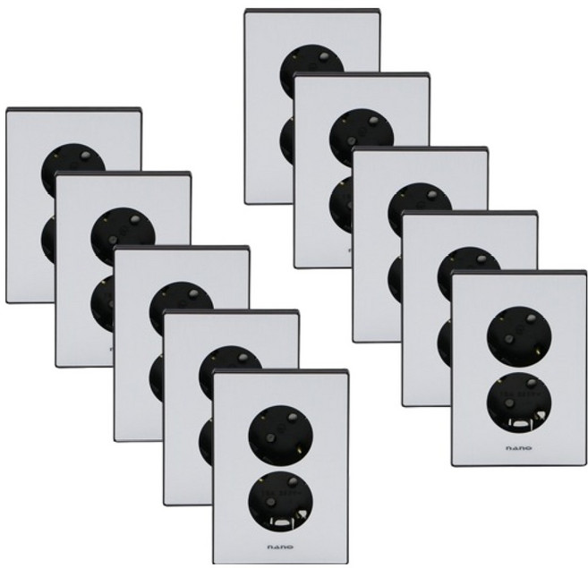 나노전기 아트2 2구 매입 SIMPLE 콘센트 접지 블랙, 10개