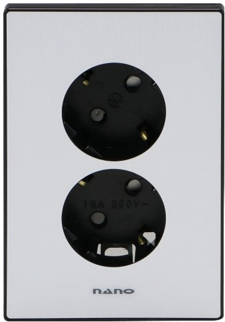 나노 아트2 2구 심플 매입콘센트접지 블랙, 1개