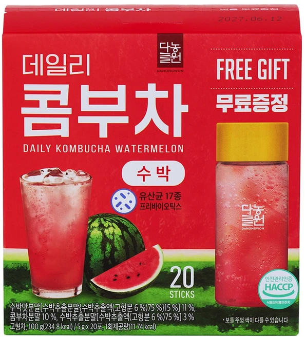 다농원 데일리 콤부차 수박, 5g, 20개입, 1개 - 쿠팡
