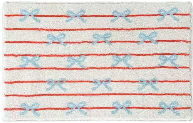 알럽홈 몰토 리본 패턴 러그 발매트, 스트라이프레드