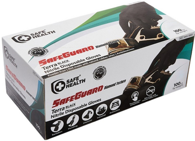 세이프헬스 세이프가드 니트릴장갑 100p, 블랙, 중(M), 1개