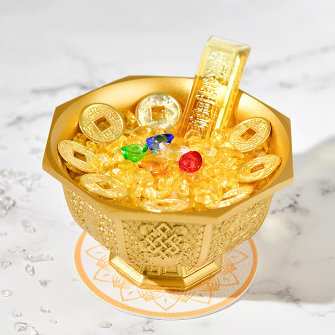 命運好好玩 湯鎮瑋 八吉祥黃銅聚寶金飯碗 8110768, 1個, 金黃色