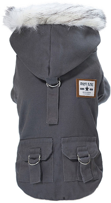 QIDINA 秋冬軍綠款寵物仿外套上衣, 1件, 深灰色