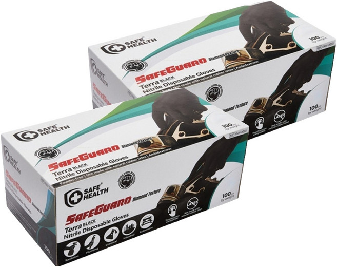 세이프헬스 세이프가드 니트릴장갑 100p, 블랙, 중(M), 2개