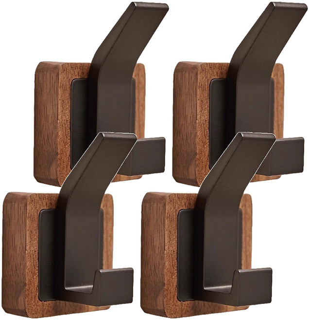 小麥購物 玄關實木掛鉤 L2333, 咖啡色, 4個