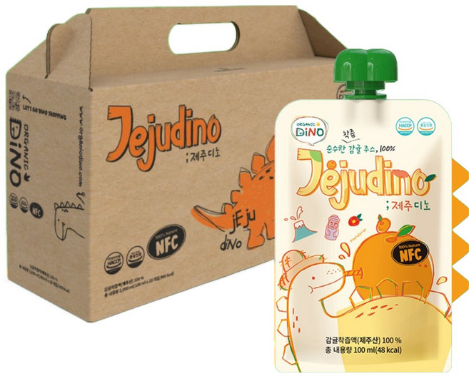 오가닉디노 착즙한 감귤주스 제주디노, 20개, 100ml