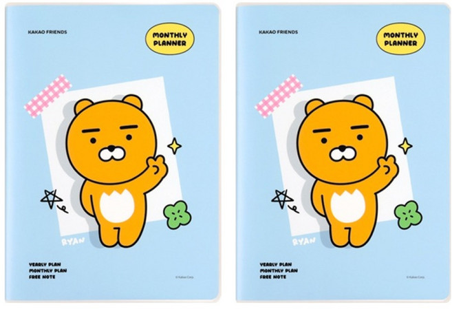 카카오프렌즈 세이치즈 A5 먼슬리 플래너, 라이언, 2개