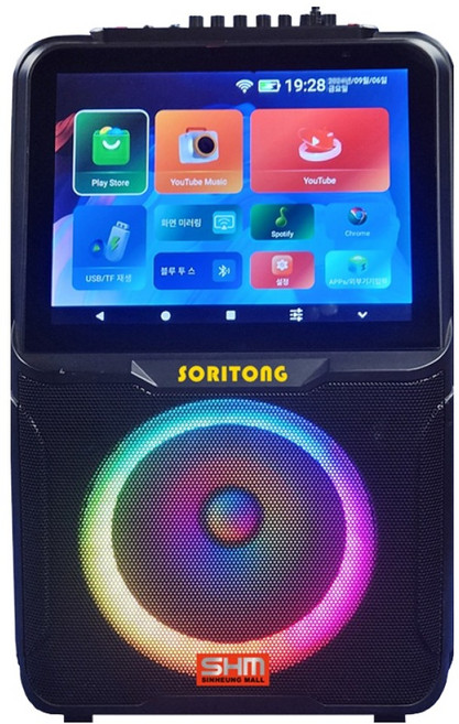 소리통 Android IOS 운영체제 탑재 블루투스 노래방 MP5 앰프스피커 150W + 무선마이크 2p 세트, PAV-6100