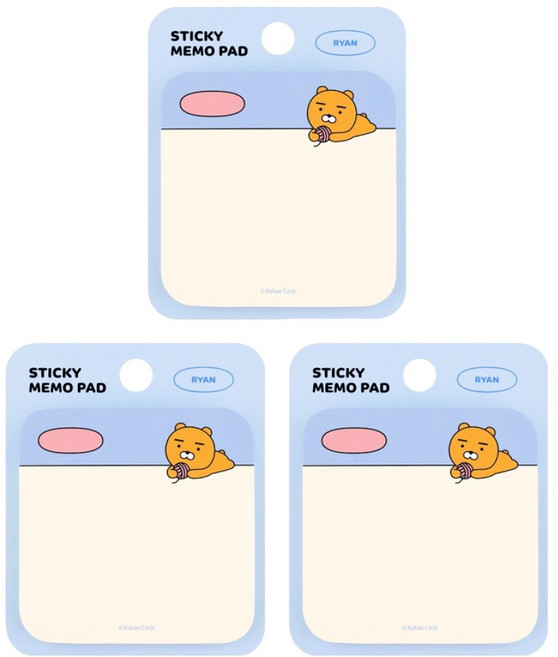 카카오프렌즈 라운드 점착 메모지, 라이언, 80매, 3개