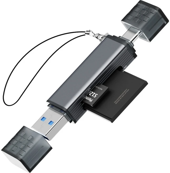 일리온 C타입 USB-A 3.0 SD카드 MicroSD카드 OTG 멀티 카드리더기, 메탈, 1개 - 쿠팡