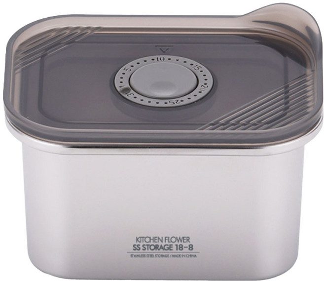 키친플라워 연마제 없는 원터치 스텐 304 밀폐용기 깊은형, 1개, 650ml
