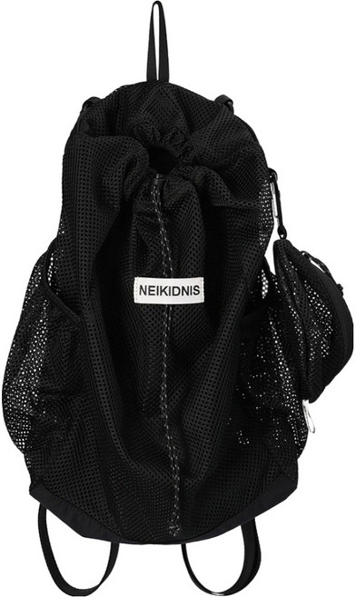 NEIKIDNIS 男女通用 ID 可收納網眼後揹包, 黑色