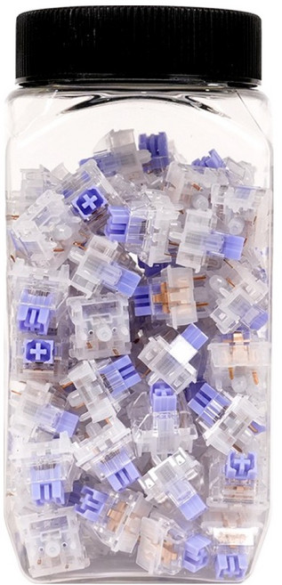 큐센 스위치 기계식 교체축 5핀 택타일 100p, 화이트 + 블루, 하이무 저소음 딥블루, 제조사축