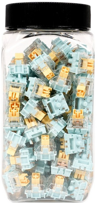 큐센 기계식 교체축 스위치 5핀 리니어 100p, 블루+옐로우, 하이무 바다소금 리니어, 리니어 바다소금축