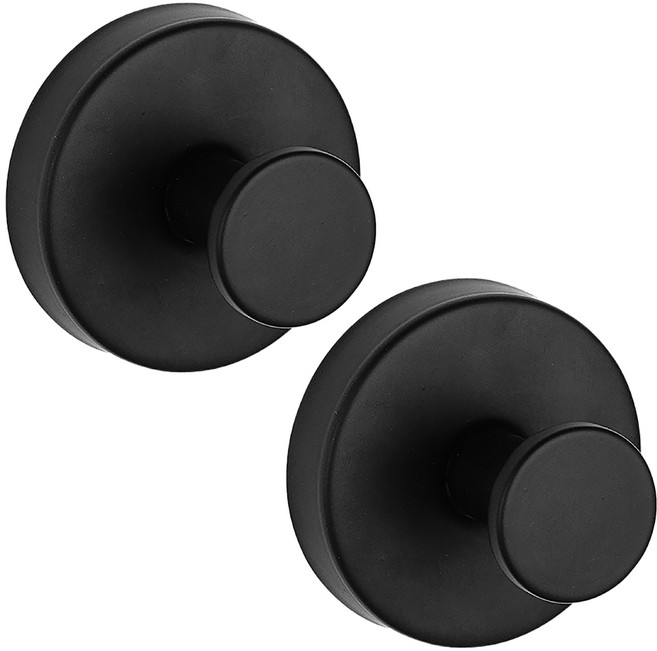 小麥購物 不鏽鋼吸盤掛鉤, 2個, 黑色