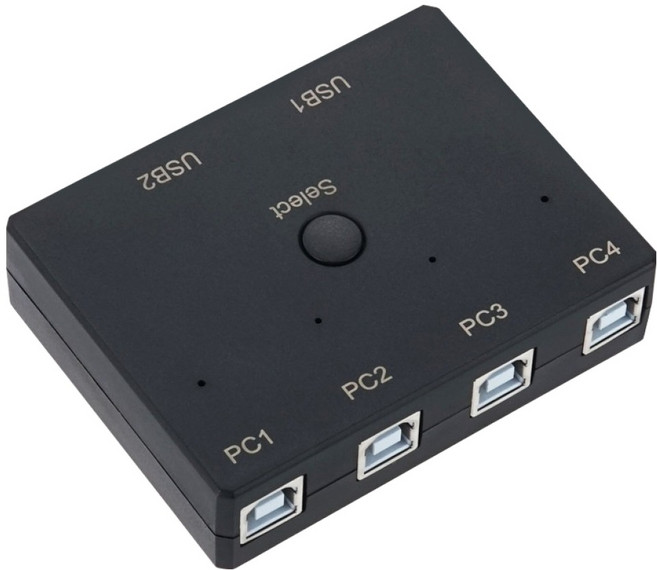 YTEK USB 2.0 수동 선택기 2대4 스위치, YT-USW24A, 1개