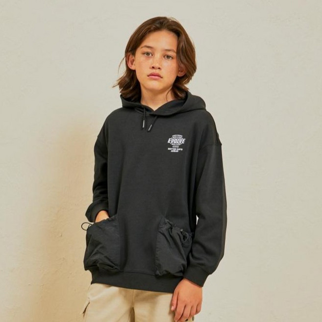 에스핏 남아용 더블 빅포켓 오버핏 후드 티셔츠