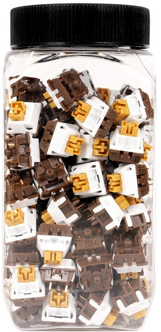 큐센 Bsun 저소음 스위치 카라멜라떼 5핀 리니어 100p, 브라운 + 옐로우, Bsun 스위치 저소음 스위치 카라멜라떼 5핀 리니어, 제조사축