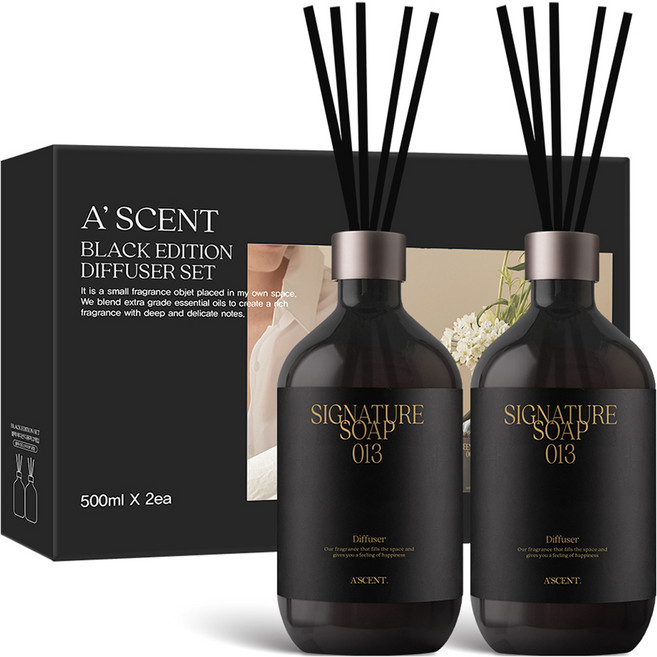 에이센트 블랙 에디션 디퓨저, 시그니처솝, 500ml, 2개