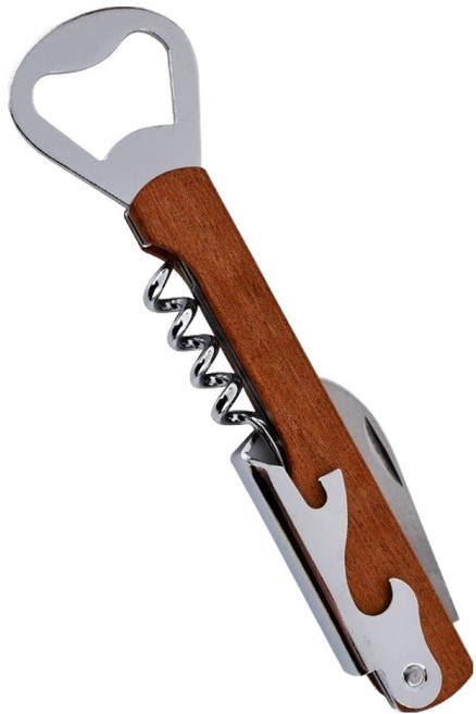 다용도 와인 맥주 사펠리 원목 손잡이 병따개, 혼합색상, 1개