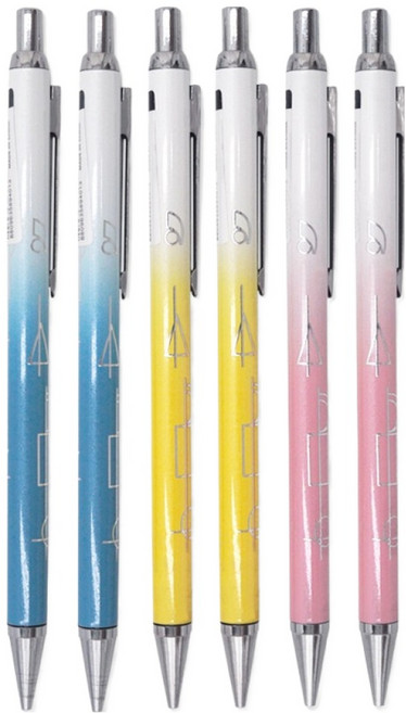 미소로 1000 샤이닝 샤프 블루 2p + 옐로우 2p + 핑크 세트 2442, 1세트, 0.5mm