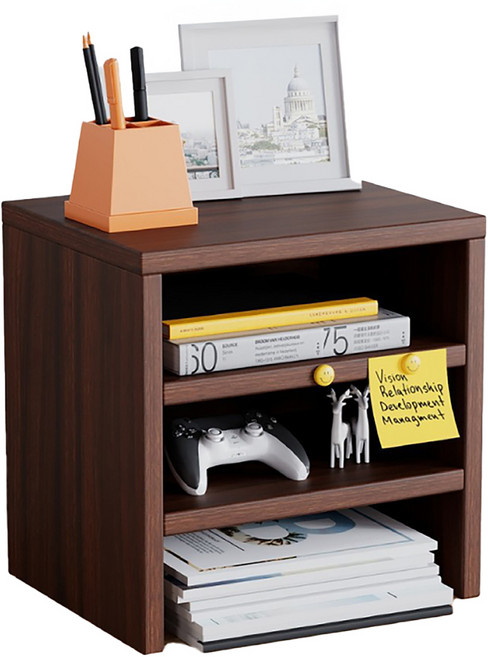 小麥購物 螢幕增高架 25 x 20 x 25cm 3層, 1個, 黑胡桃