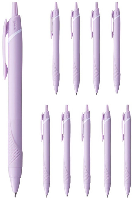 유니 제트스트림 소프트 컬러 볼펜 블랙잉크 0.38mm, 소프트퍼플, 10개