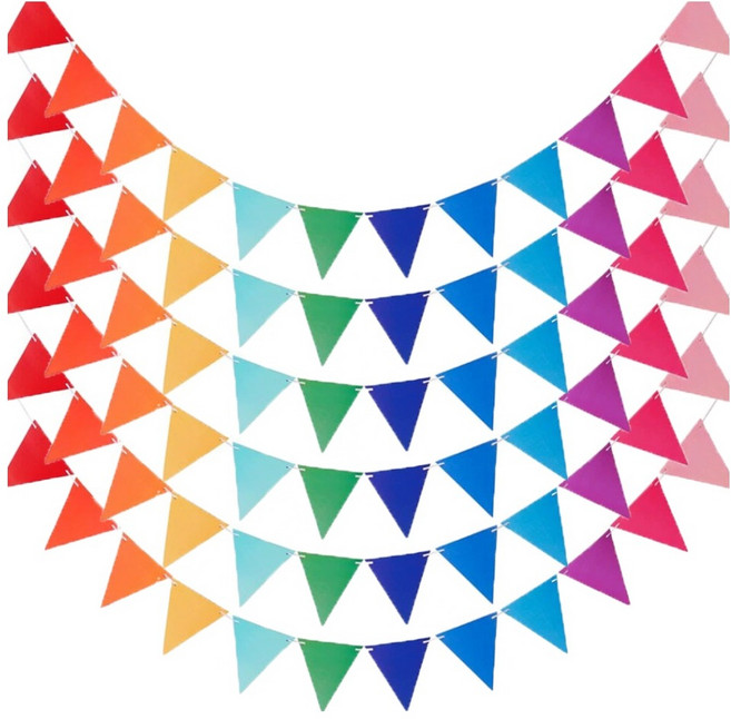 코히모 펠트 파티 캠핑용 깃발 가랜드 12종 세트 5W0457, 6세트, 레인보우