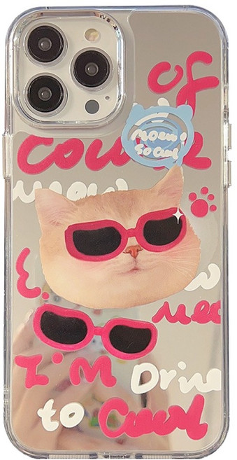 비비파이 패션 선글라스 캣 미러 휴대폰 케이스