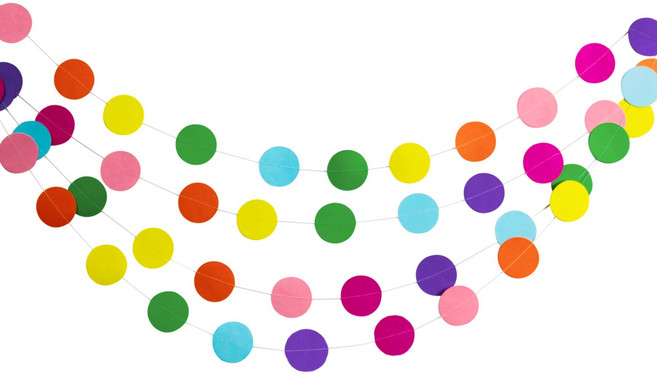 코히모 원형 파티 야외 캠핑 도트 가랜드 4m 5W0454, 3개, 레인보우