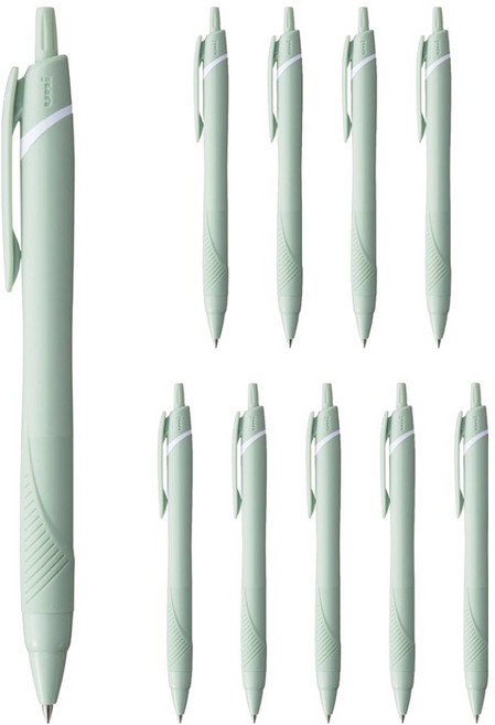 유니 제트스트림 소프트 컬러 볼펜 블랙잉크 0.38mm, 소프트그린, 10개