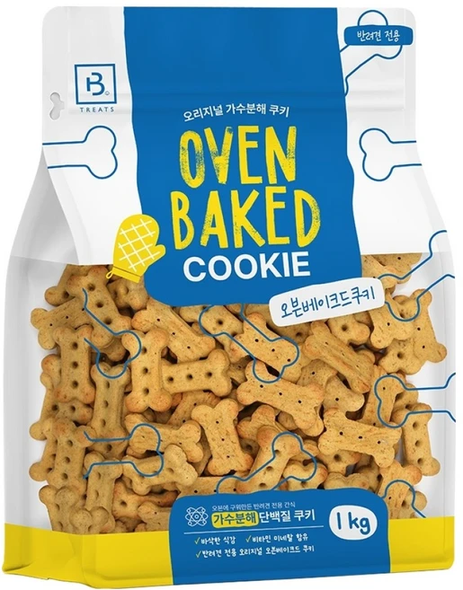 브리더랩 강아지 오븐 베이크드 쿠키, 1개, 1kg, 닭고기맛 - 쿠팡