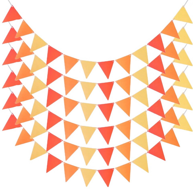 코히모 펠트 파티 캠핑용 깃발 가랜드 12종 세트 5W0457, 6세트, 오렌지 계열