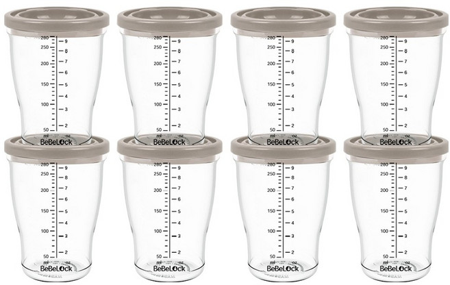 베베락 유아용 PP 밀폐 이유식 용기, 280ml, 초코, 8개