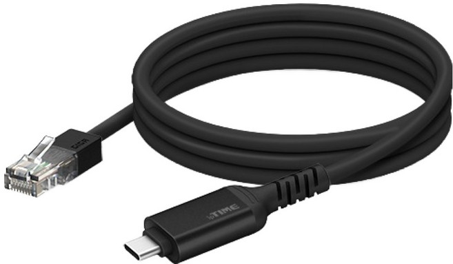 ipTIME UC2LAN Type C to RJ45 랜케이블, 블랙, 1개, 2m