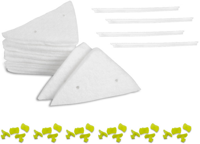 Axis 艾克思 三角型磁性雙面玻璃擦窗器專用配件組 刮條 + 棉布 + 固定扣, 1組, 白色