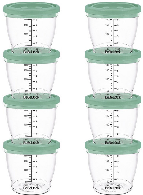 베베락 아이와 PP밀폐 이유식 용기, 180ml, 딥그린, 8개