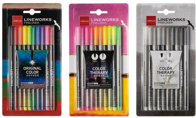 라인플러스 라인웍스 화인라이너 블리스터 0.3mm 10색 오리지날 + 네온 + 블랙 세트, 혼합색상, 1세트