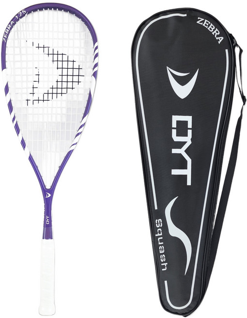 디와이티 카본 스쿼시 라켓 + 풀커버 세트, Violet + White(라켓), 1세트, ZEBRA 125