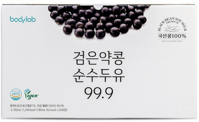 바디랩 검은약콩 순수두유 99.9, 185ml, 20개