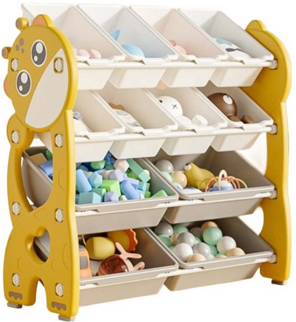 lilikoko 哩哩摳摳 萌鹿鐵桿收納架 組合6, 4層, 琥珀黃