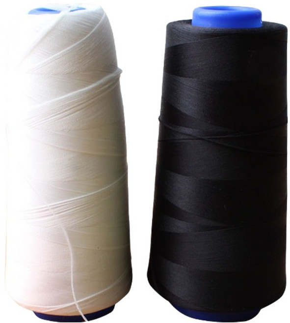 동대문단추왕 신축성 좋은 재봉실 날라리사 2종 세트 2500m, 화이트, 블랙, 1세트