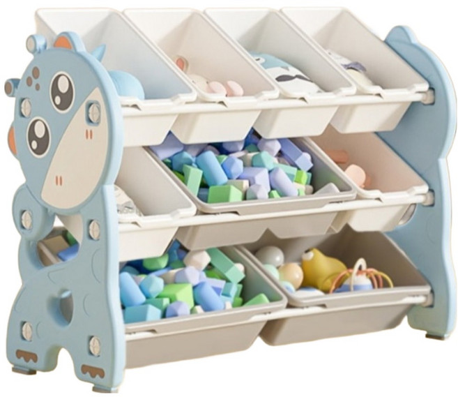 lilikoko 哩哩摳摳 萌鹿鐵桿收納架 組合3, 3層, 雀羽藍