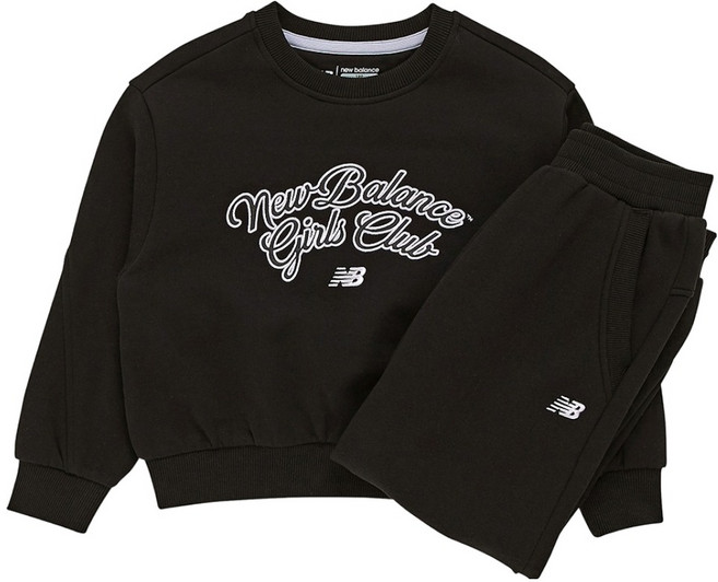 뉴발란스키즈 아동용 NBgC 크롭 상의 + 스트레이트 스웻 팬츠 세트