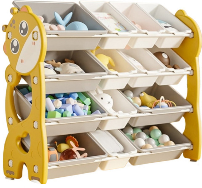 lilikoko 哩哩摳摳 萌鹿鐵桿收納架 組合8, 4層, 琥珀黃